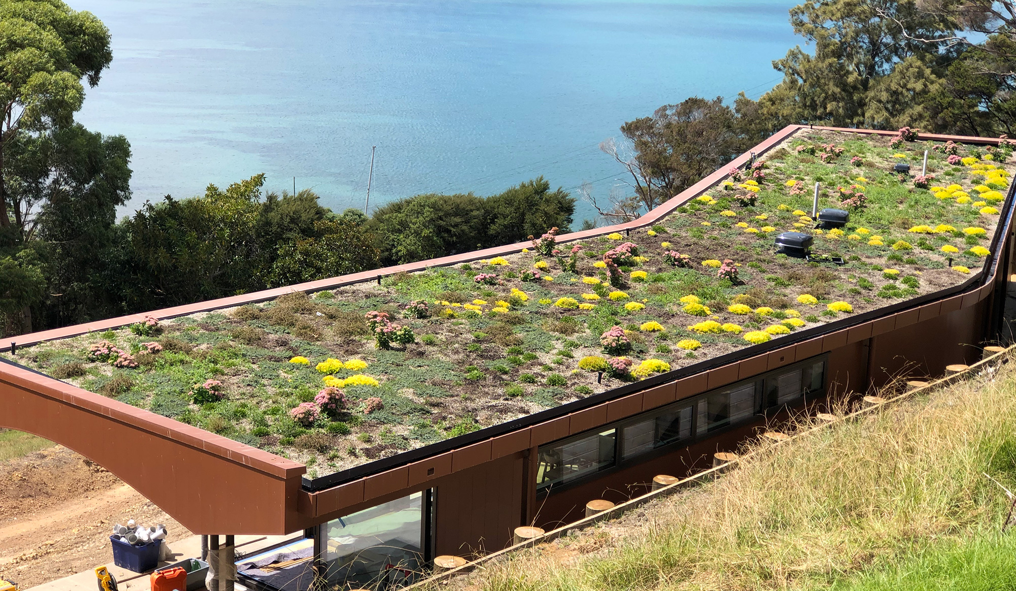 Green roof-installation on-Waiheke Island